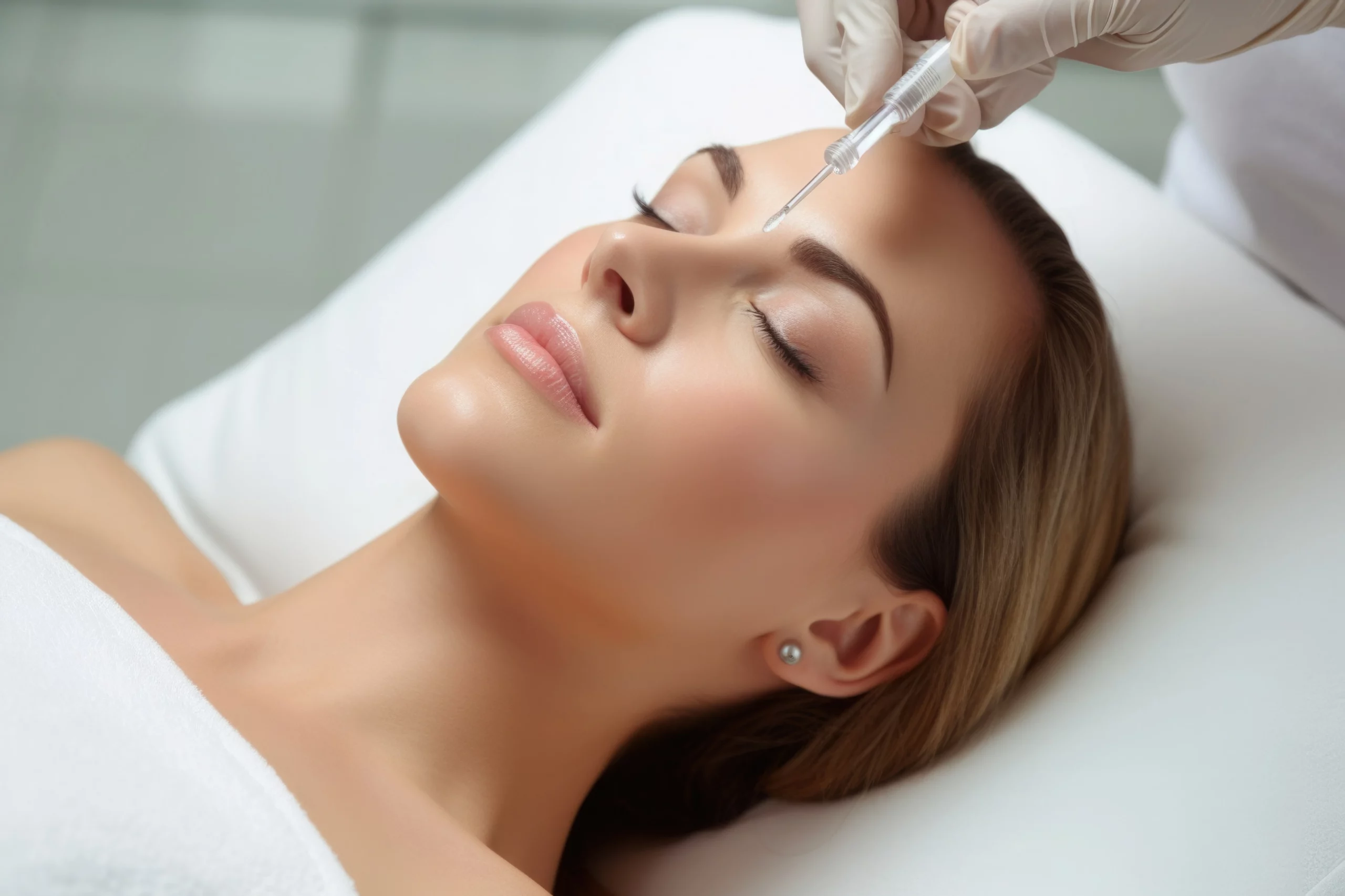 a woman receiving a botox injection