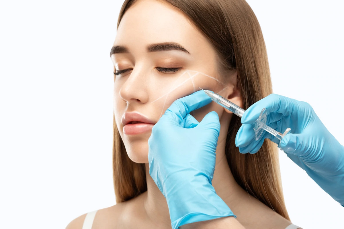 a woman getting botox injection